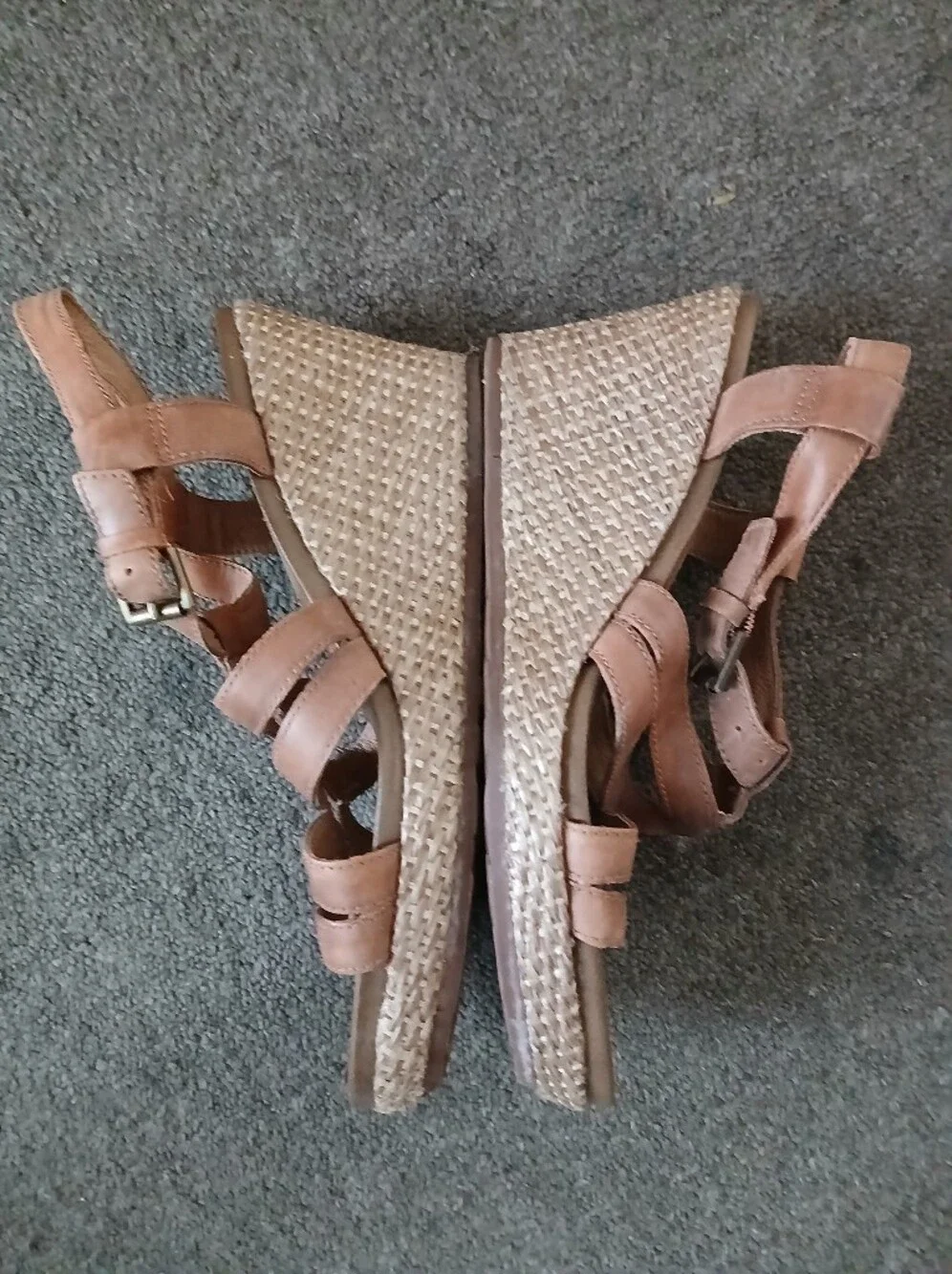 Cobb Hill Women's Tan Wedge Sandals with Braided Size 7.5M